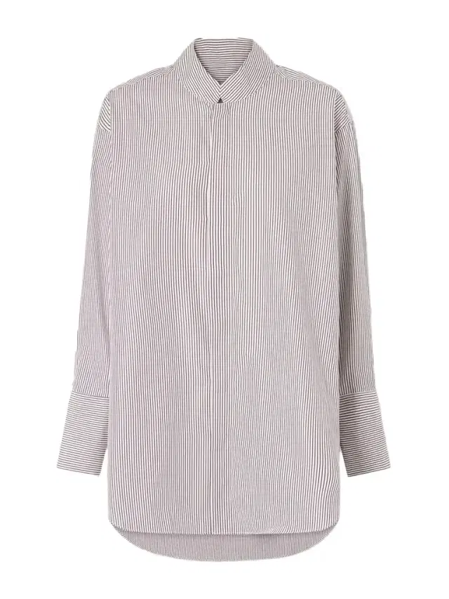 Comme Si Mandarin-collar Striped Cotton-poplin Tunic