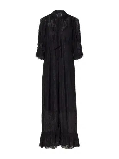 ANNA SUI Tie-detailed Ruffled Lace Midi Dress | Thumbnail 1