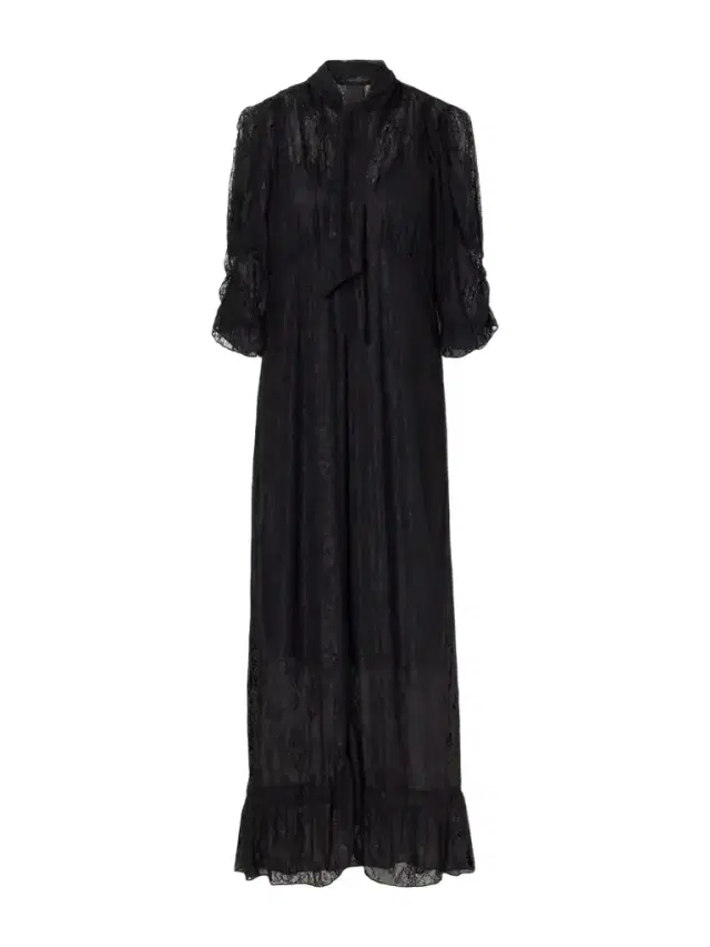 Tie-detailed Ruffled Lace Midi Dress