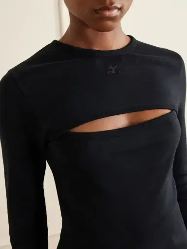 Courrèges Slash Logo-embroidered Cut-out Cotton Shirt | Thumbnail 4