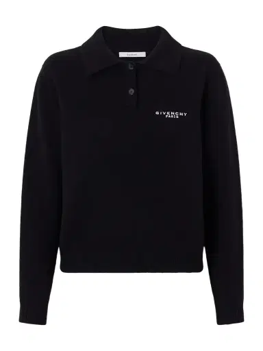 Givenchy Logo-embroidered Wool And Cashmere-blend Polo Sweater | Thumbnail 1 Givenchy Logo-embroidered Wool And Cashmere-blend Polo Sweater | Thumbnail 1