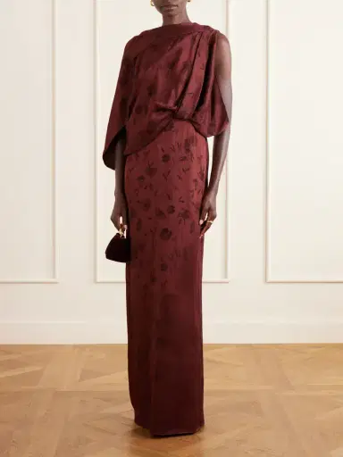 Erdem Draped Floral-jacquard Crepon Gown | Thumbnail 2 Erdem Draped Floral-jacquard Crepon Gown | Thumbnail 2