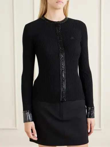 Courrèges Logo-embroidered Ribbed-knit Cardigan | Thumbnail 3 Courrèges Logo-embroidered Ribbed-knit Cardigan | Thumbnail 3