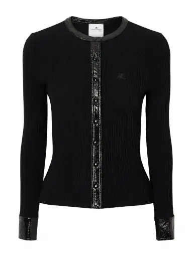 Courrèges Logo-embroidered Ribbed-knit Cardigan | Thumbnail 1 Courrèges Logo-embroidered Ribbed-knit Cardigan | Thumbnail 1