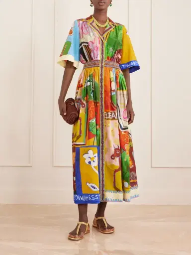 ALÉMAIS Mlak Shirred Pleated Printed Cotton And Silk-blend Voile Midi Dress | Thumbnail 2 ALÉMAIS Mlak Shirred Pleated Printed Cotton And Silk-blend Voile Midi Dress | Thumbnail 2