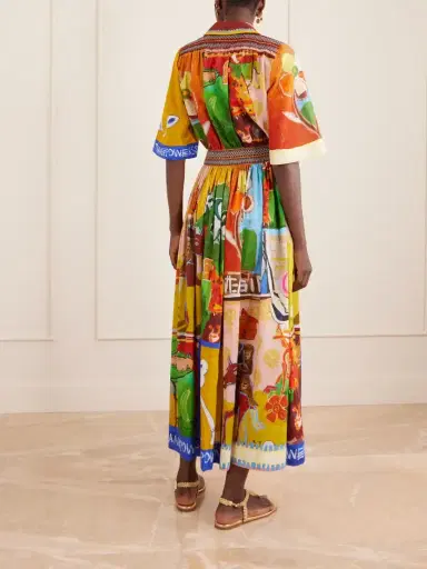 ALÉMAIS Mlak Shirred Pleated Printed Cotton And Silk-blend Voile Midi Dress | Thumbnail 3 ALÉMAIS Mlak Shirred Pleated Printed Cotton And Silk-blend Voile Midi Dress | Thumbnail 3