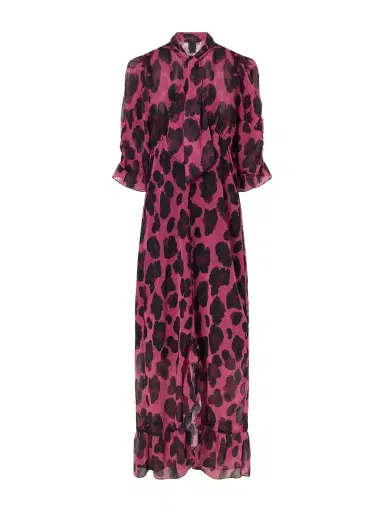 ANNA SUI Tie-detailed Ruffled Animal-print Voile Midi Dress | Thumbnail 1