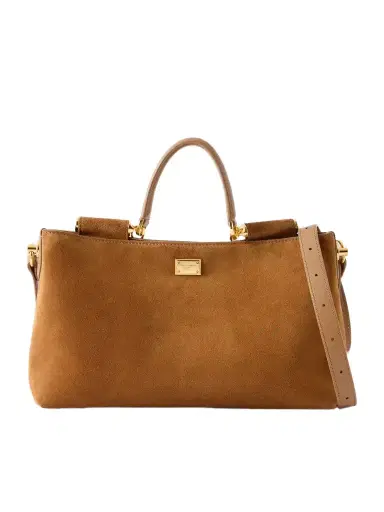 Dolce & Gabbana Vittoria Leather-trimmed Suede Tote | Thumbnail 1
