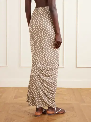 Alaïa Gathered Polka-dot Jersey Midi Skirt | Thumbnail 3 Alaïa Gathered Polka-dot Jersey Midi Skirt | Thumbnail 3