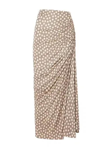 Alaïa Gathered Polka-dot Jersey Midi Skirt | Thumbnail 1 Alaïa Gathered Polka-dot Jersey Midi Skirt | Thumbnail 1