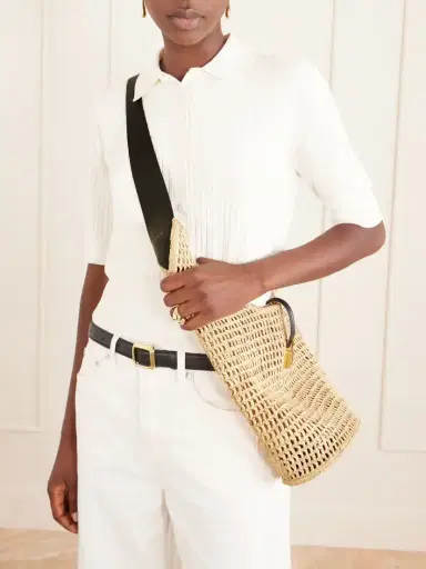 DeMellier The Siena Leather-trimmed Raffia Tote | Thumbnail 2