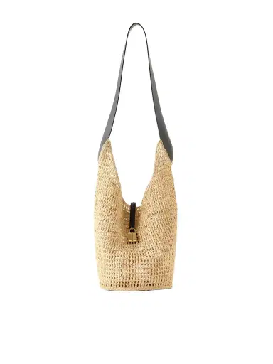 DeMellier The Siena Leather-trimmed Raffia Tote | Thumbnail 1