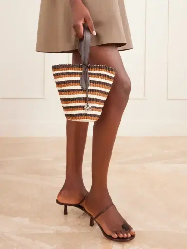 Liffner Leather-trimmed Striped Sisal Tote | Thumbnail 2 Liffner Leather-trimmed Striped Sisal Tote | Thumbnail 2