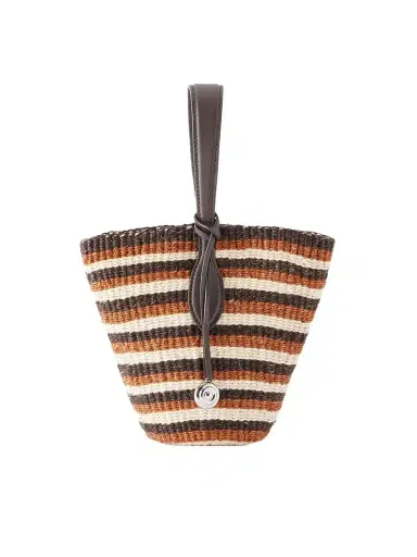 Liffner Leather-trimmed Striped Sisal Tote | Thumbnail 1 Liffner Leather-trimmed Striped Sisal Tote | Thumbnail 1