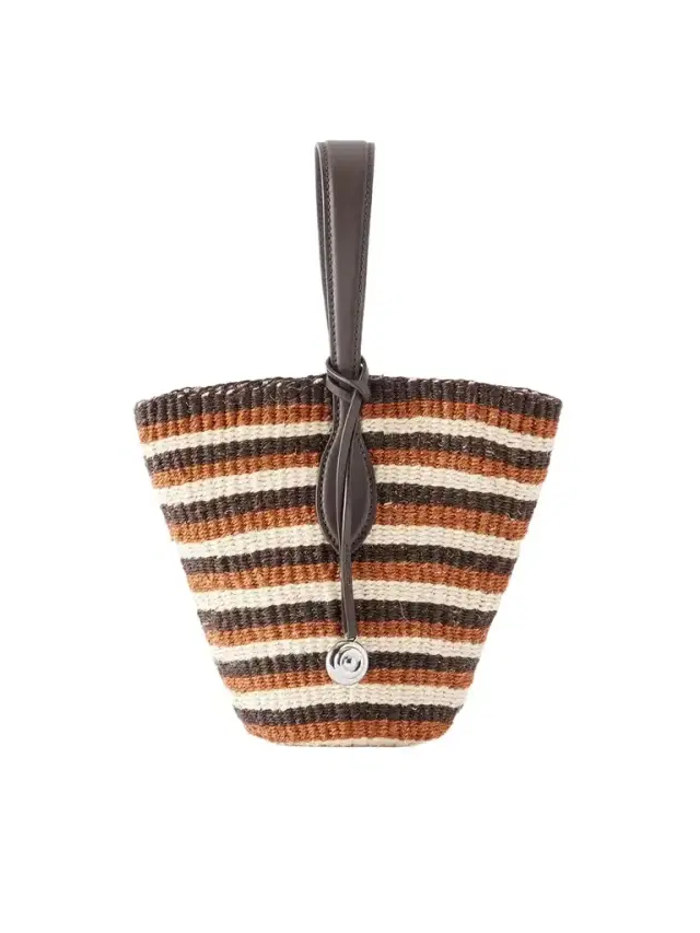 Liffner Leather-trimmed Striped Sisal Tote