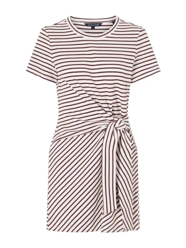Elvaris Striped Knotted Jersey Mini Dress