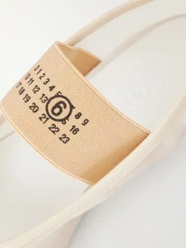MM6 MAISON MARGIELA Logo-printed Leather-trimmed Mesh Ballet Flats | Thumbnail 5