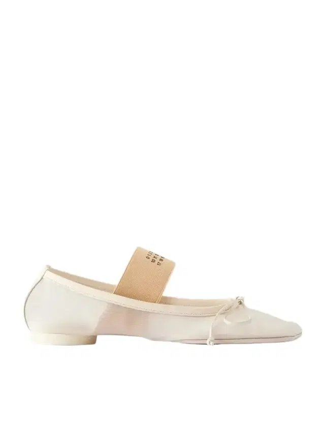 MM6 MAISON MARGIELA Logo-printed Leather-trimmed Mesh Ballet Flats
