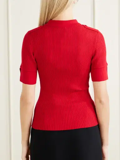Courrèges Logo-embroidered Ribbed-knit Polo T-shirt | Thumbnail 4