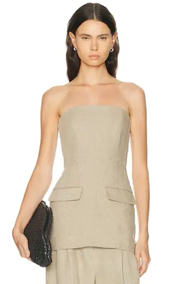 TOTEME Strapless Linen Pocket Top | Thumbnail 1 TOTEME Strapless Linen Pocket Top | Thumbnail 1