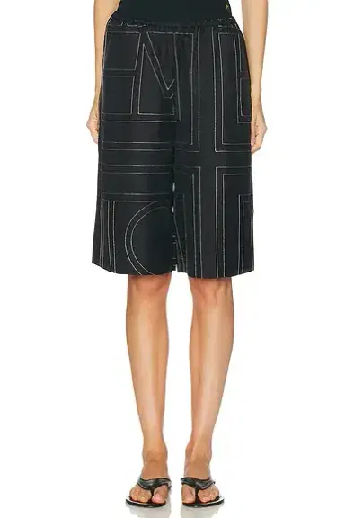 TOTEME Monogram Silk Culotte Short | Thumbnail 1 TOTEME Monogram Silk Culotte Short | Thumbnail 1