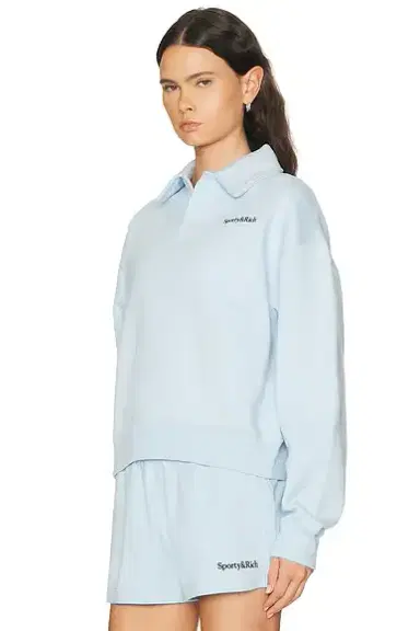 Sporty & Rich Serif Logo Embroidered Polo Sweatshirt | Thumbnail 2