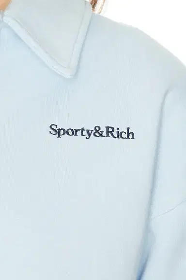 Sporty & Rich Serif Logo Embroidered Polo Sweatshirt | Thumbnail 5