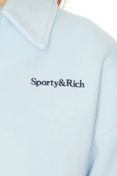Sporty & Rich Serif Logo Embroidered Polo Sweatshirt | Thumbnail 10
