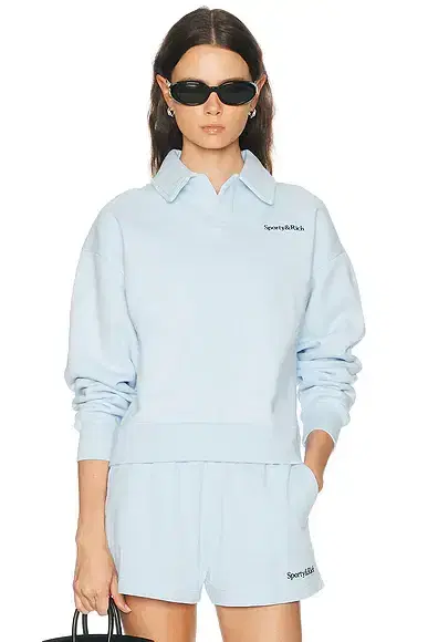 Serif Logo Embroidered Polo Sweatshirt