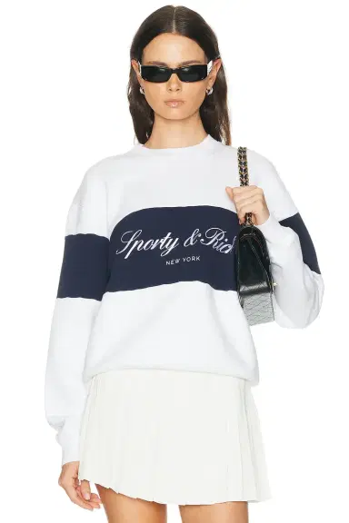 Sporty & Rich Signature Logo Block Crewneck Sweatshirt | Thumbnail 6 Sporty & Rich Signature Logo Block Crewneck Sweatshirt | Thumbnail 6