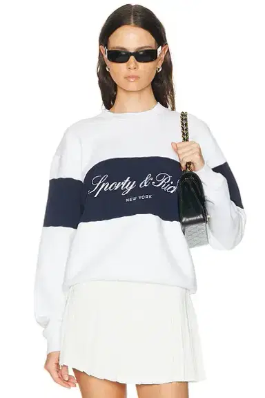 Sporty & Rich Signature Logo Block Crewneck Sweatshirt | Thumbnail 1 Sporty & Rich Signature Logo Block Crewneck Sweatshirt | Thumbnail 1