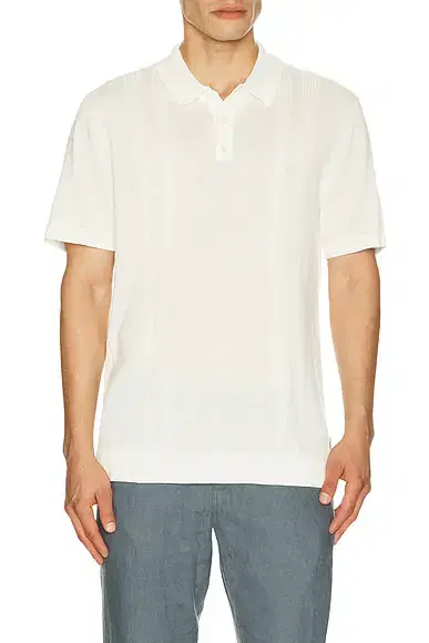 onia Silk Ribbed Knit Polo Shirt