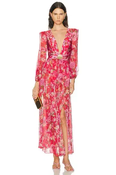 PatBo Peony Print Plunge Maxi Dress | Thumbnail 1
