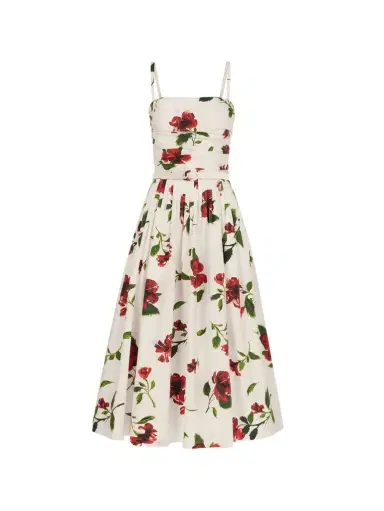 Oscar de la Renta Hibiscus Cotton Poplin Dress | Thumbnail 1 Oscar de la Renta Hibiscus Cotton Poplin Dress | Thumbnail 1