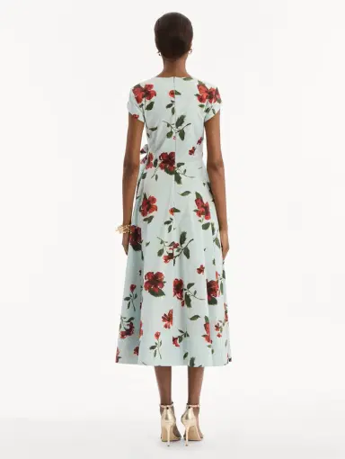 Oscar de la Renta Hibiscus Cotton Poplin Wrap Dress | Thumbnail 4