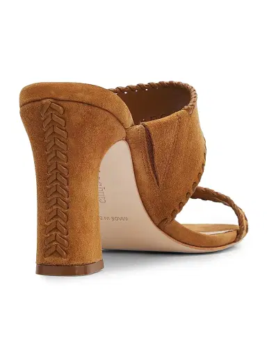 Cinq à Sept Women's Kora 100MM Suede Slip-On Sandals - Toffee | Thumbnail 3 Cinq à Sept Women's Kora 100MM Suede Slip-On Sandals - Toffee | Thumbnail 3