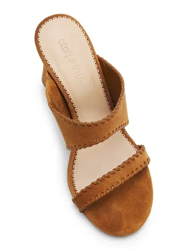 Cinq à Sept Women's Kora 100MM Suede Slip-On Sandals - Toffee | Thumbnail 4 Cinq à Sept Women's Kora 100MM Suede Slip-On Sandals - Toffee | Thumbnail 4