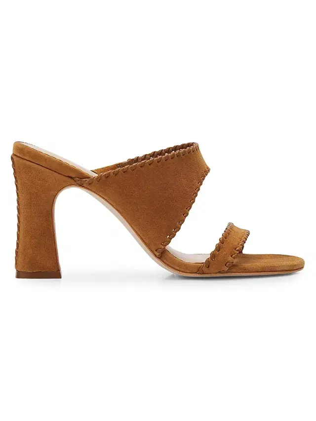 Cinq à Sept Women's Kora 100MM Suede Slip-On Sandals - Toffee