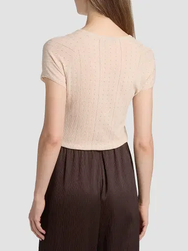 Vince Women's Pointelle Wool T-Shirt - Blush Cloud - Size XXS | Thumbnail 5