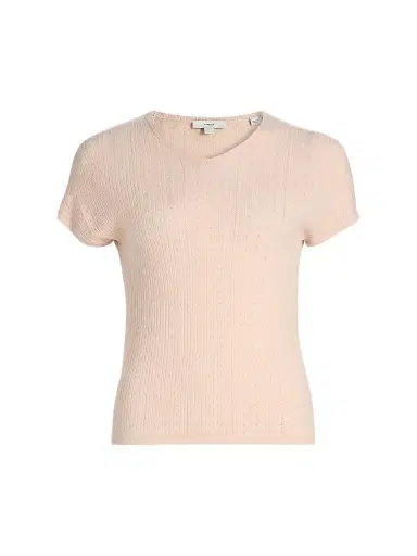 Vince Women's Pointelle Wool T-Shirt - Blush Cloud - Size XXS | Thumbnail 1
