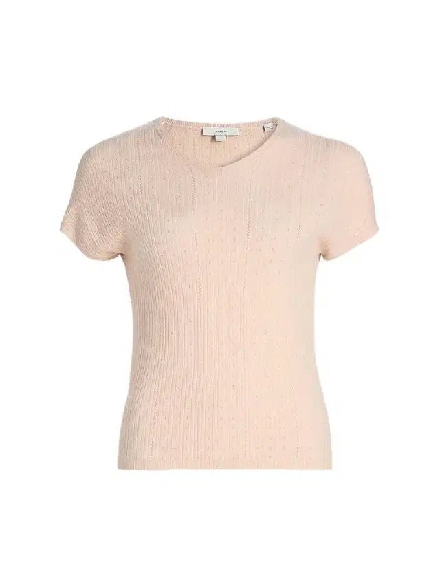 Vince Women's Pointelle Wool T-Shirt - Blush Cloud