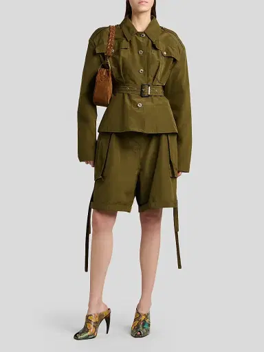 Alexander McQueen Women's Belted Crop Trench Jacket - Grass Green - Size 10 | Thumbnail 2 Alexander McQueen Women's Belted Crop Trench Jacket - Grass Green - Size 10 | Thumbnail 2