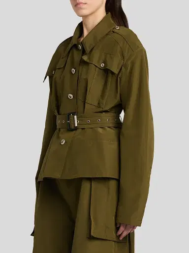 Alexander McQueen Women's Belted Crop Trench Jacket - Grass Green - Size 10 | Thumbnail 4 Alexander McQueen Women's Belted Crop Trench Jacket - Grass Green - Size 10 | Thumbnail 4