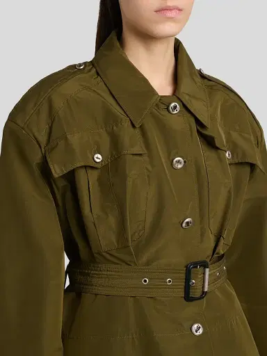 Alexander McQueen Women's Belted Crop Trench Jacket - Grass Green - Size 10 | Thumbnail 6 Alexander McQueen Women's Belted Crop Trench Jacket - Grass Green - Size 10 | Thumbnail 6