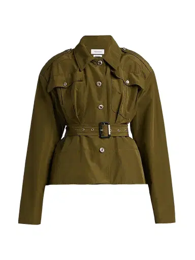 Alexander McQueen Women's Belted Crop Trench Jacket - Grass Green - Size 10 | Thumbnail 1 Alexander McQueen Women's Belted Crop Trench Jacket - Grass Green - Size 10 | Thumbnail 1