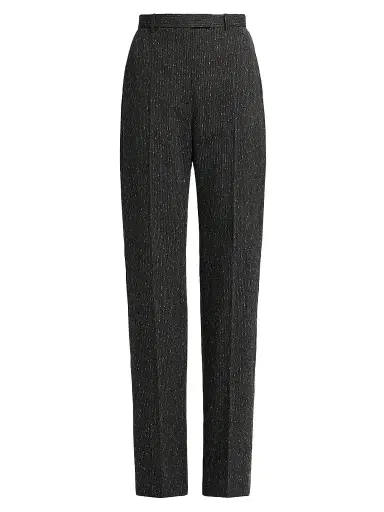 Alexander McQueen Women's Speckled Wool Slim-Fit Straight-Leg Trousers - Grey - Size 10 | Thumbnail 1 Alexander McQueen Women's Speckled Wool Slim-Fit Straight-Leg Trousers - Grey - Size 10 | Thumbnail 1
