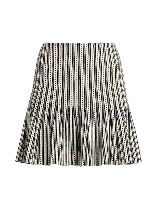 Women's Jacquard Striped Flounce Mini Skrt -  Navy