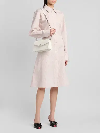 Alexander McQueen Women's Striped Cotton-Silk Lace-Up Shirtdress - Ivory Pink - Size 14 | Thumbnail 2 Alexander McQueen Women's Striped Cotton-Silk Lace-Up Shirtdress - Ivory Pink - Size 14 | Thumbnail 2