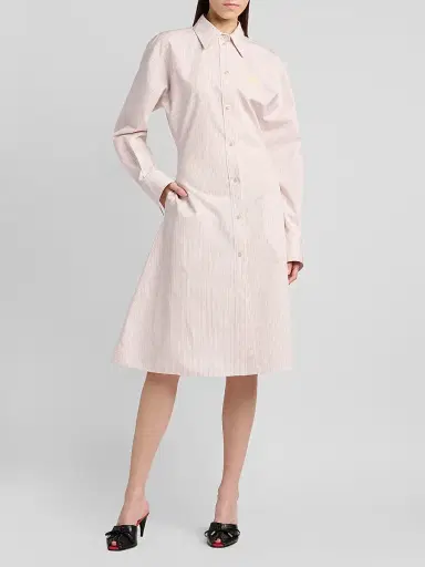 Alexander McQueen Women's Striped Cotton-Silk Lace-Up Shirtdress - Ivory Pink - Size 14 | Thumbnail 3 Alexander McQueen Women's Striped Cotton-Silk Lace-Up Shirtdress - Ivory Pink - Size 14 | Thumbnail 3