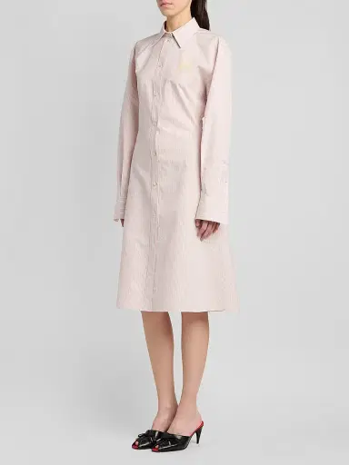 Alexander McQueen Women's Striped Cotton-Silk Lace-Up Shirtdress - Ivory Pink - Size 14 | Thumbnail 4 Alexander McQueen Women's Striped Cotton-Silk Lace-Up Shirtdress - Ivory Pink - Size 14 | Thumbnail 4